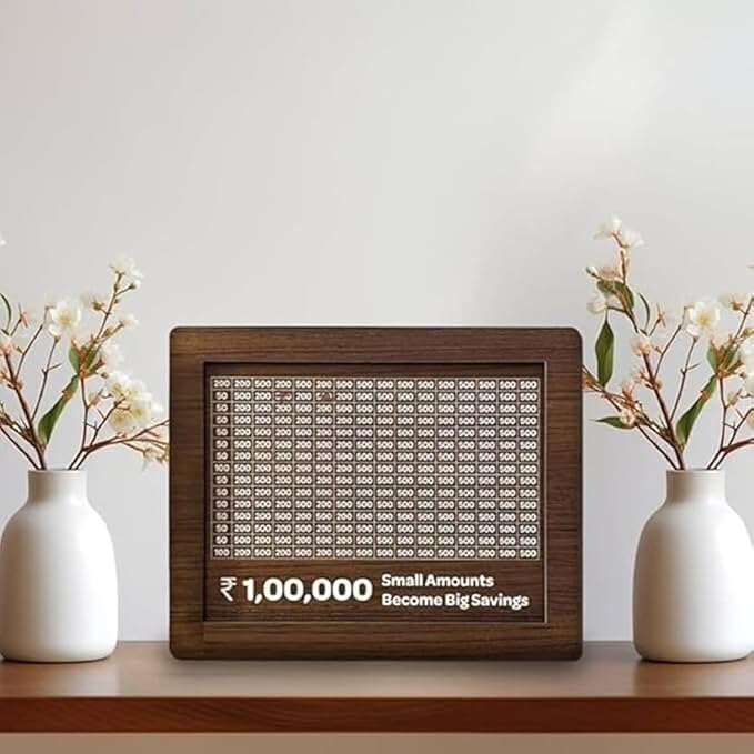 ₹1 Lakh Saving Challenge Box | Fun Wooden Piggy Bank Goal Kit