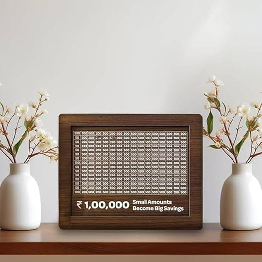 ₹1 Lakh Saving Challenge Box | Fun Wooden Piggy Bank Goal Kit
