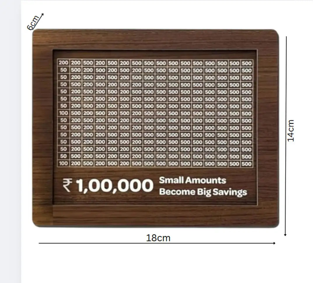 ₹1 Lakh Saving Challenge Box | Fun Wooden Piggy Bank Goal Kit